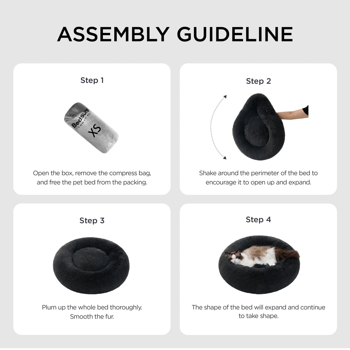 NicPeet Rundes Katzenbett Ø 50 cm – Waschbares Flauschbett für Katzen & kleine Hunde (Kamel)