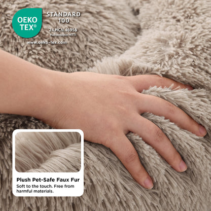 NicPeet Rundes Katzenbett Ø 50 cm – Waschbares Flauschbett für Katzen & kleine Hunde (Kamel)