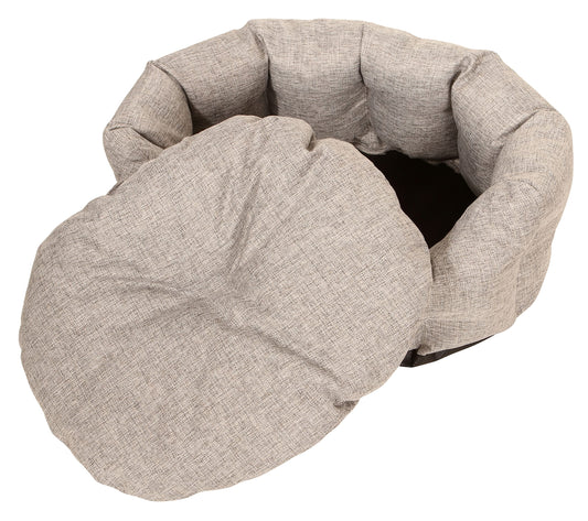 NicPeet Rundes Katzenbett – Rutschfestes Haustierbett mit abnehmbarem Wendekissen, waschbar